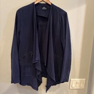 Angie Boho Blue Wrap Cascade Jacket Extra Long Sleeves Oversized S - M